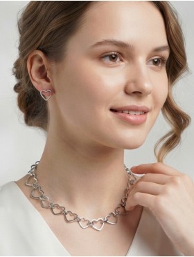 Heart Link Necklace & Earring Set (NC1236 + ER1236)